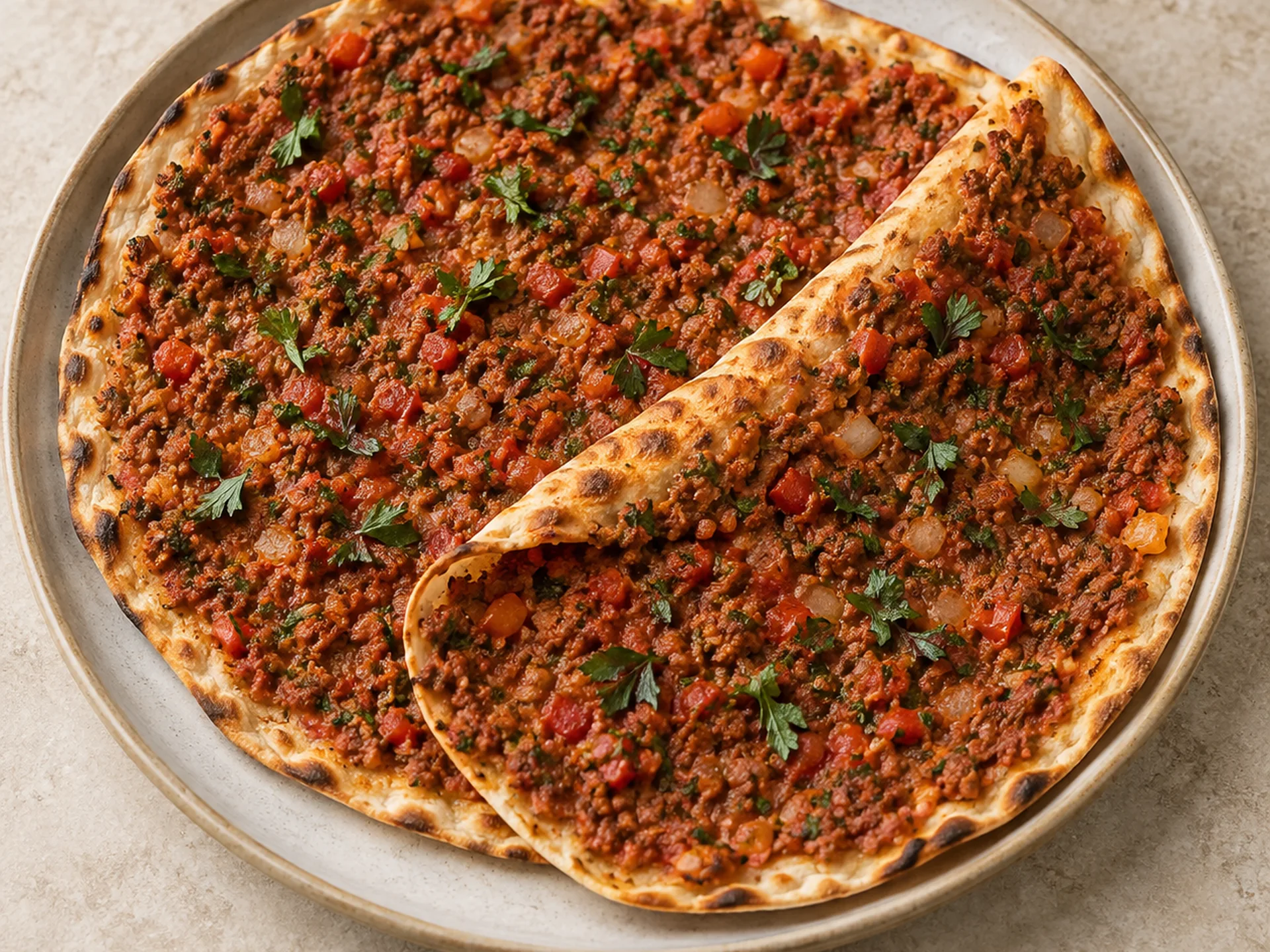 Lahmacun au bœuf, pâte maison