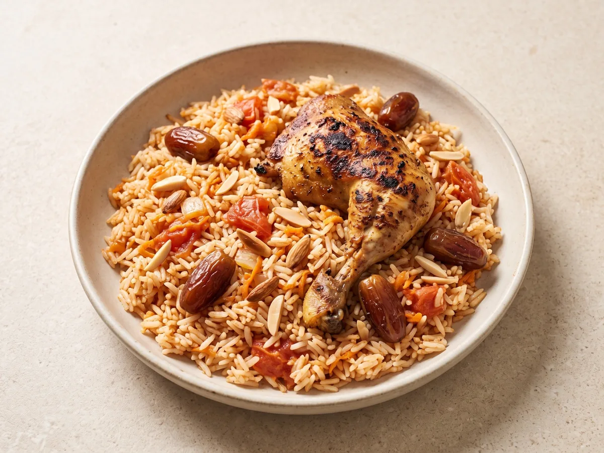 Chicken Kabsa with Dates and Almonds