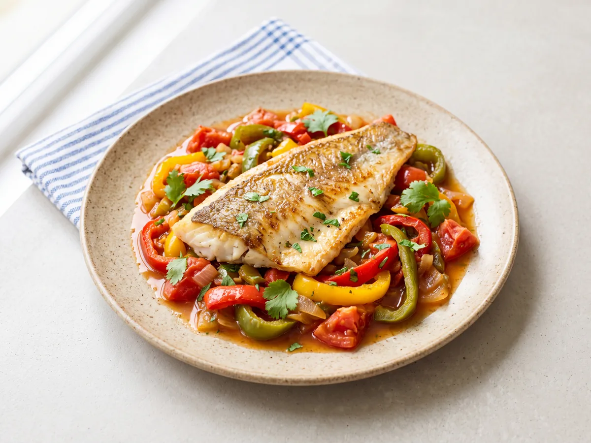 Pan-Seared Whiting with Bell Peppers