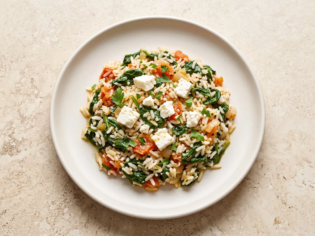 Spanakorizo with Feta