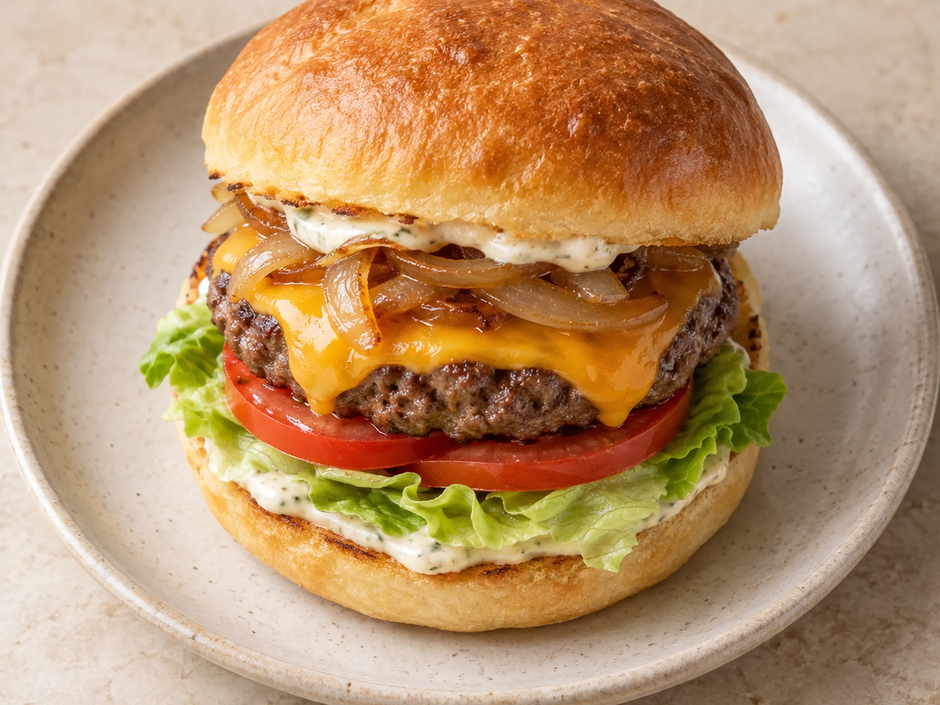 Beef Cheddar Burger with Homemade Bun