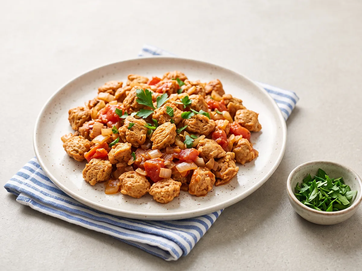 Textured Soy in Tomato Sauce