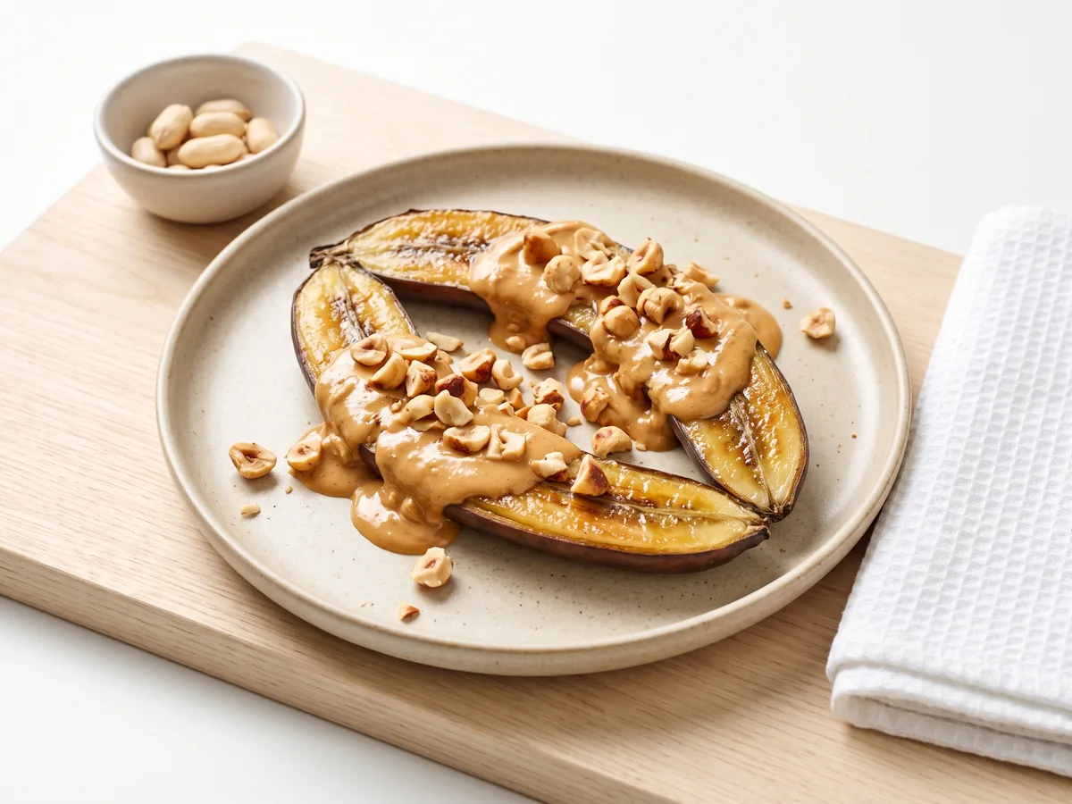 Roasted Banana with Peanut Butter