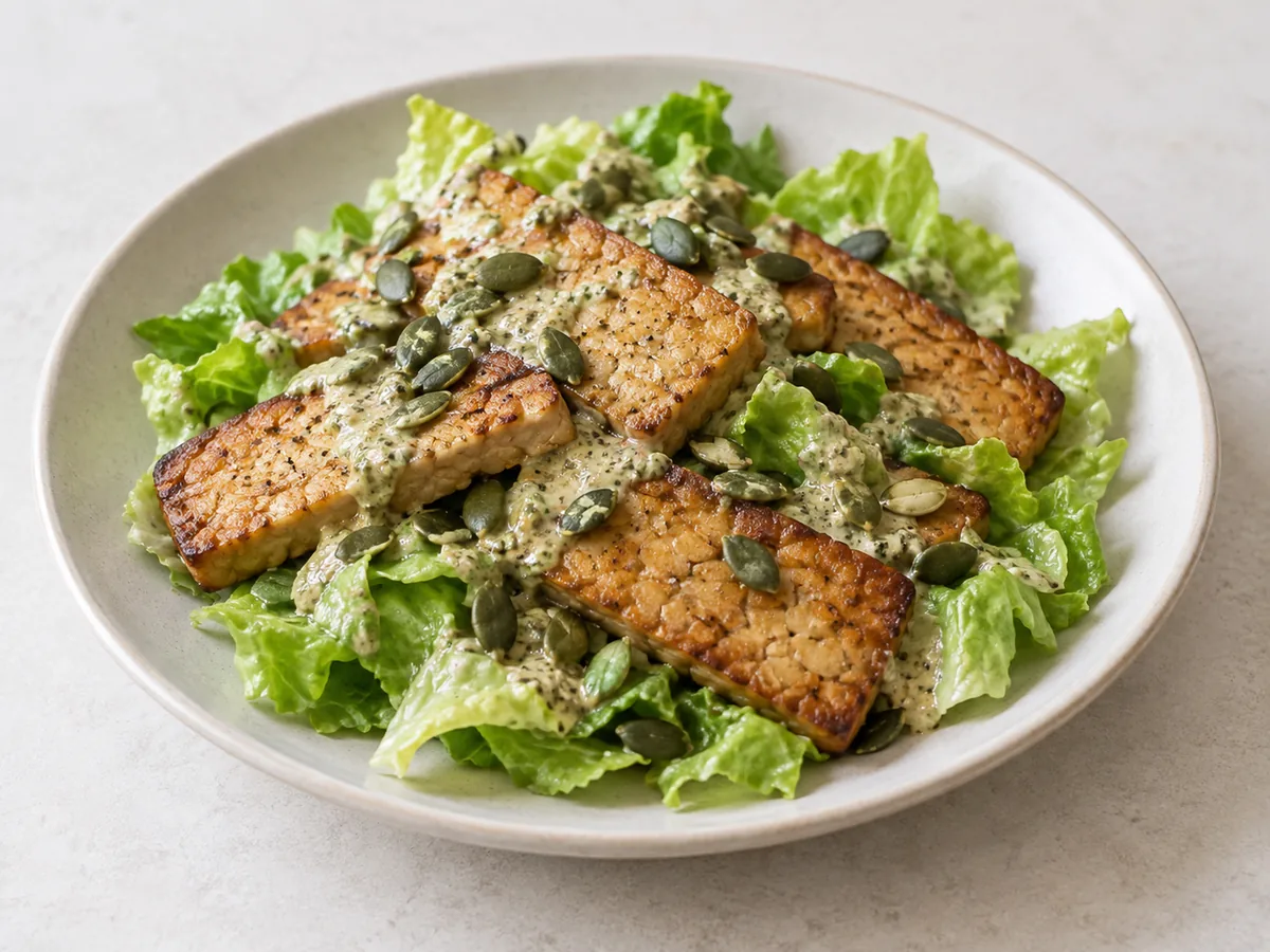 Tempeh Salad with Pumpkin Seed Dressing