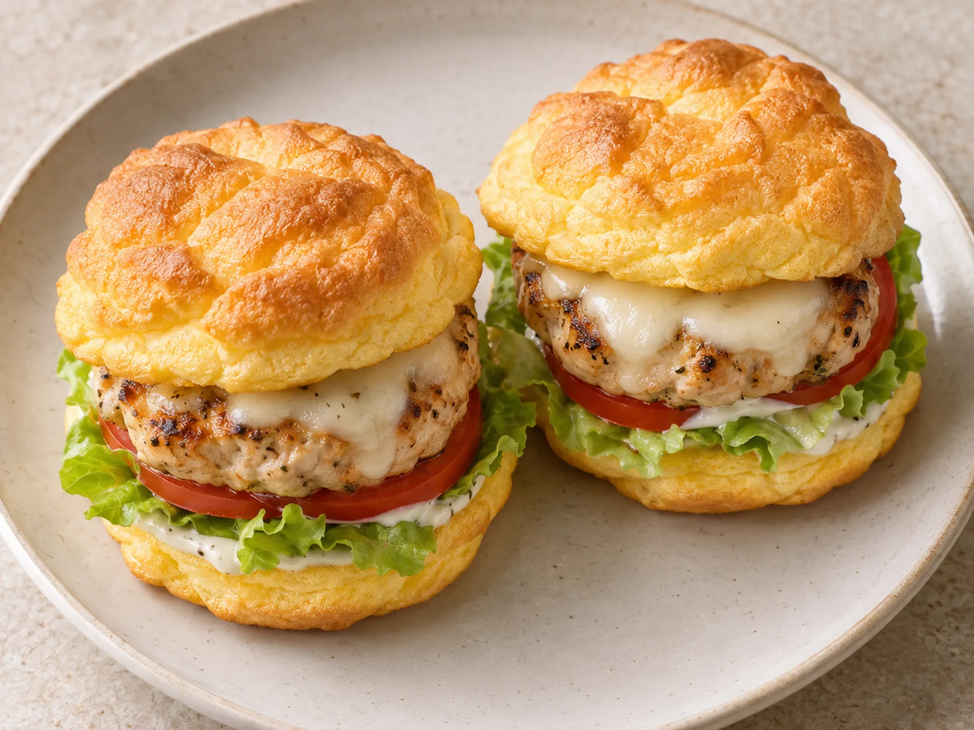 Mini Chicken Burgers on Cloud Bread