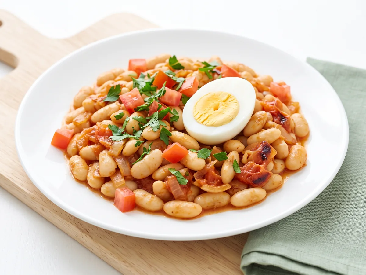 White Beans with Egg and Tomato
