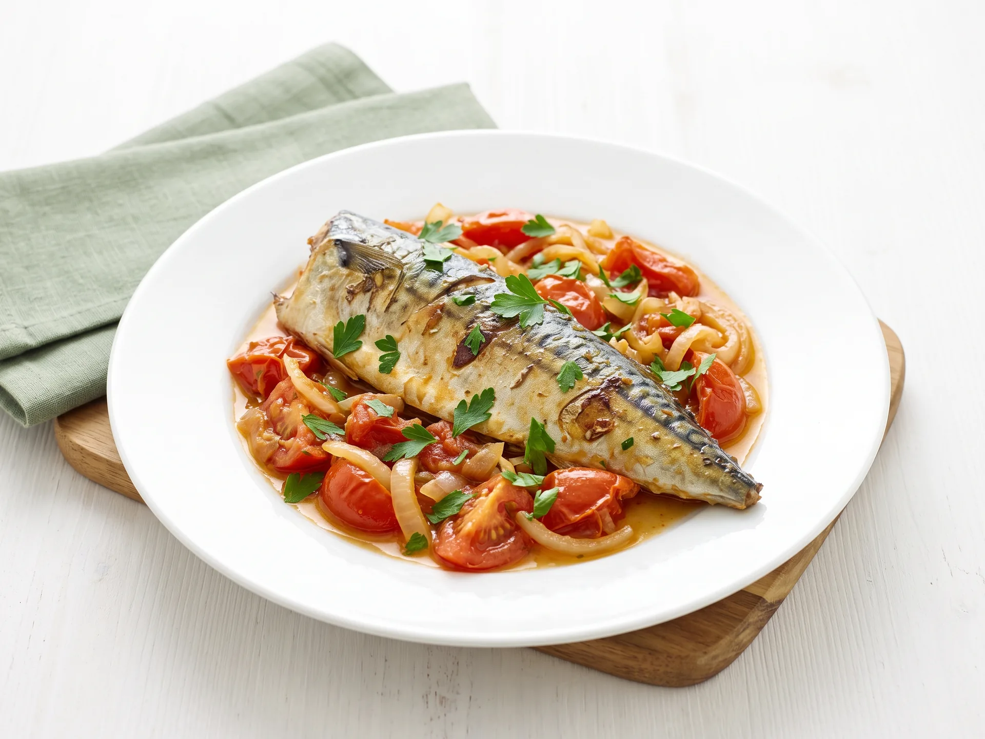 Mackerel with Tomato and Onion