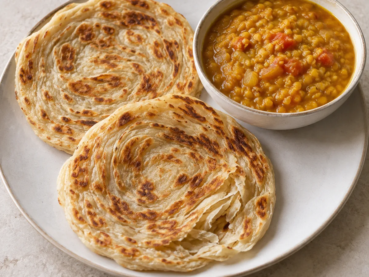 Homemade Roti Canai with Lentil Dhal