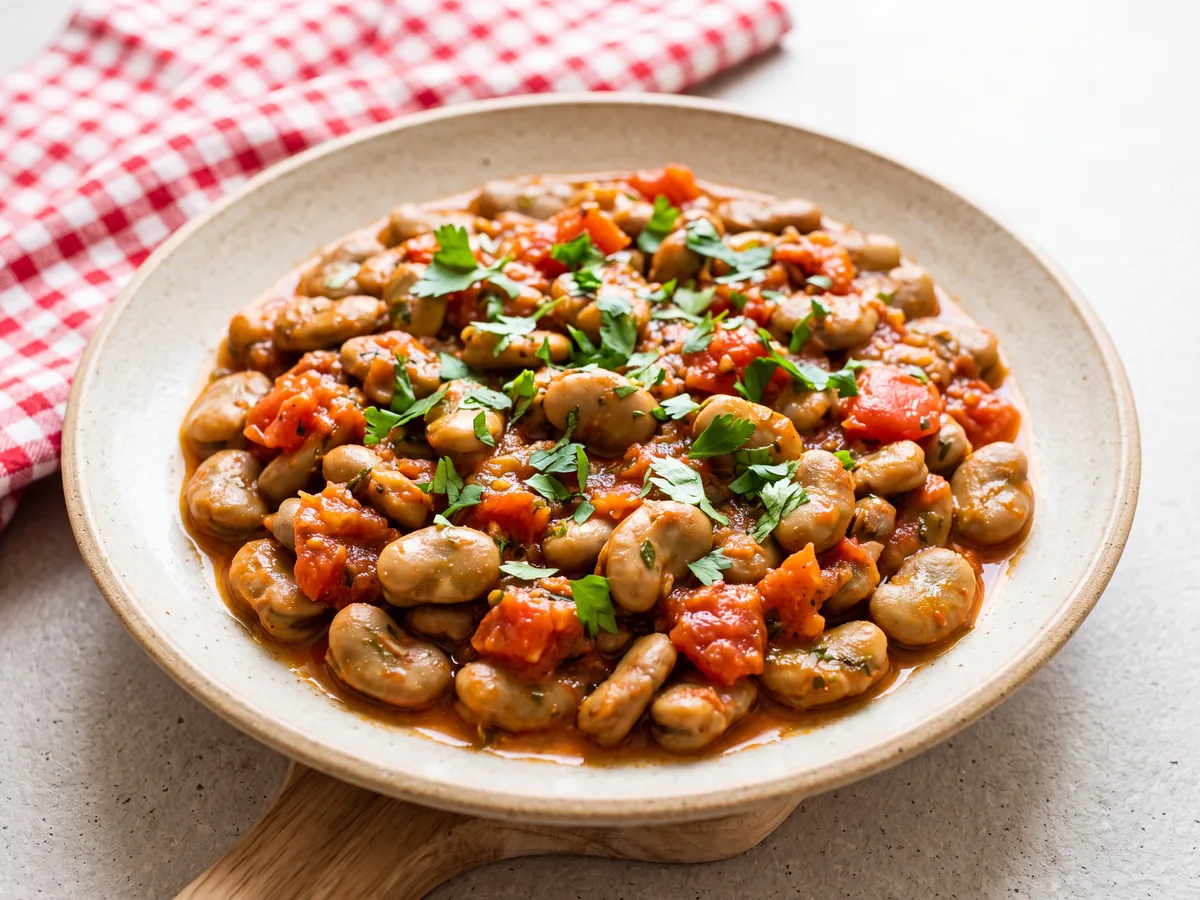 Fava Beans in Tomato Sauce