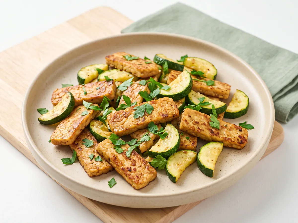 Pan-Fried Tempeh with Zucchini