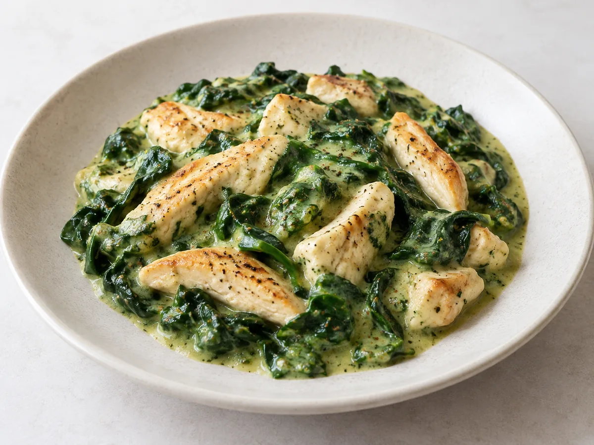 Chicken in Spinach and Gouda Sauce