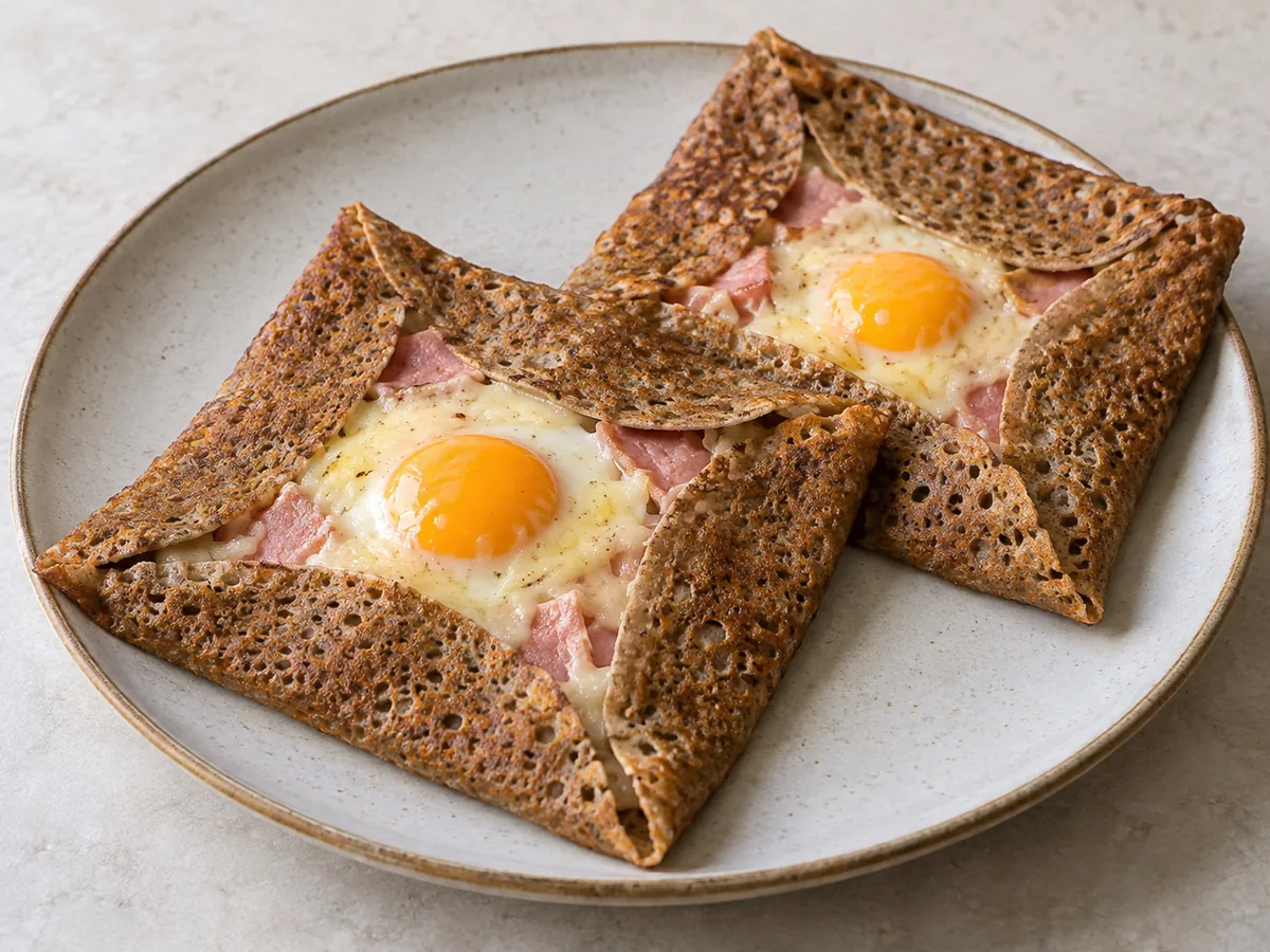 Buckwheat Galettes with Ham, Cheese and Egg