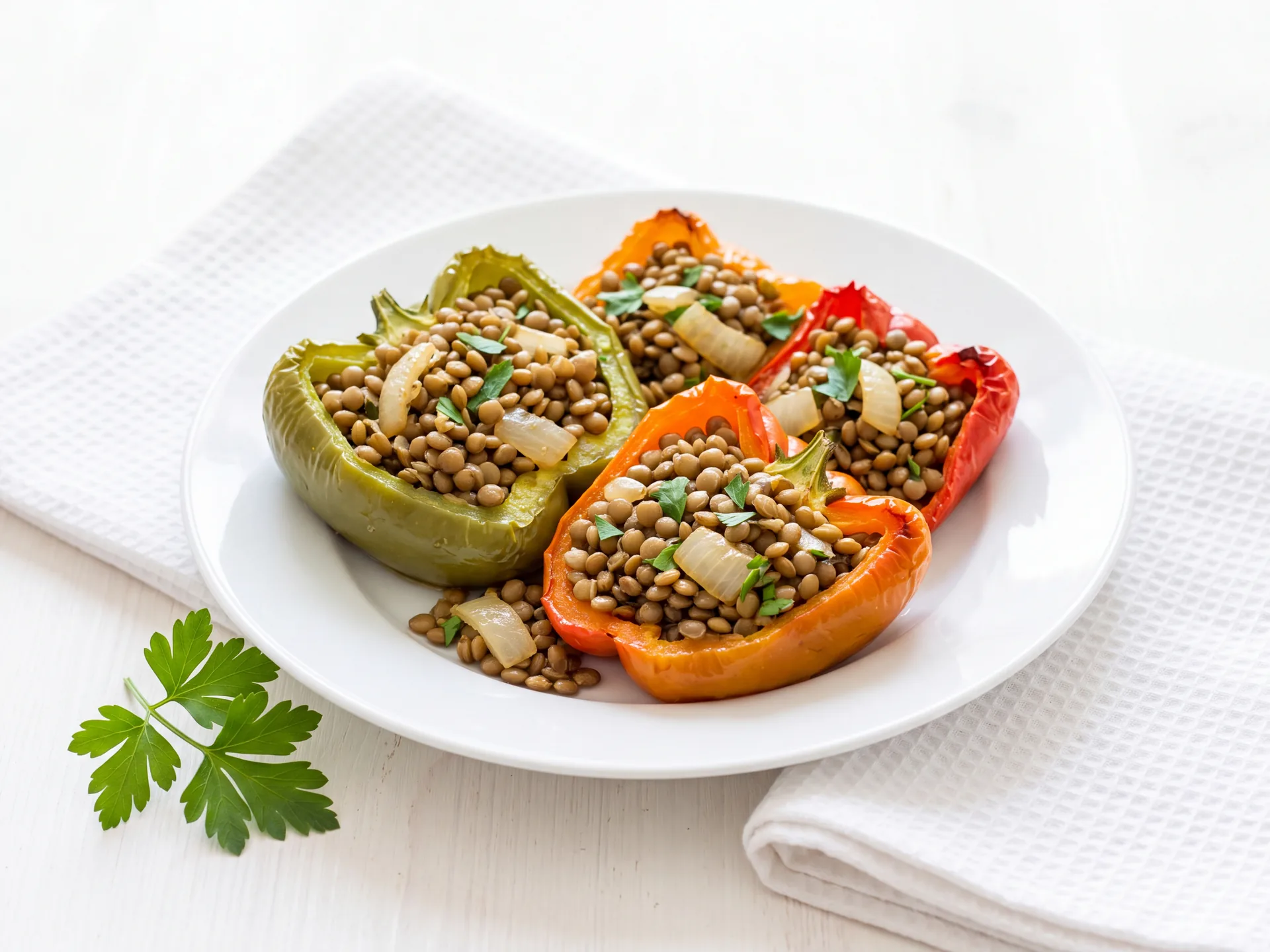 Poivrons farcis aux lentilles