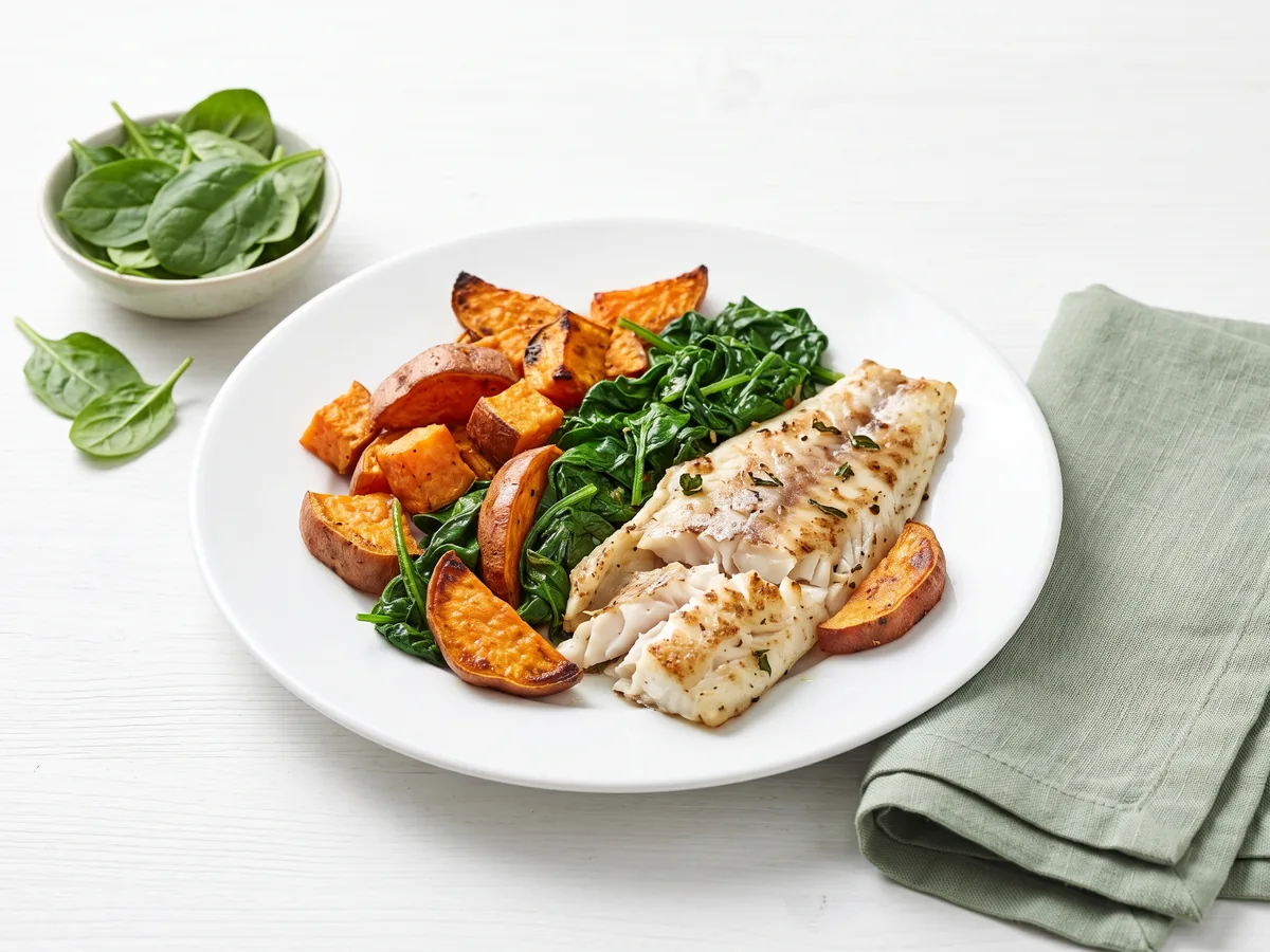 White Fish with Roasted Sweet Potato
