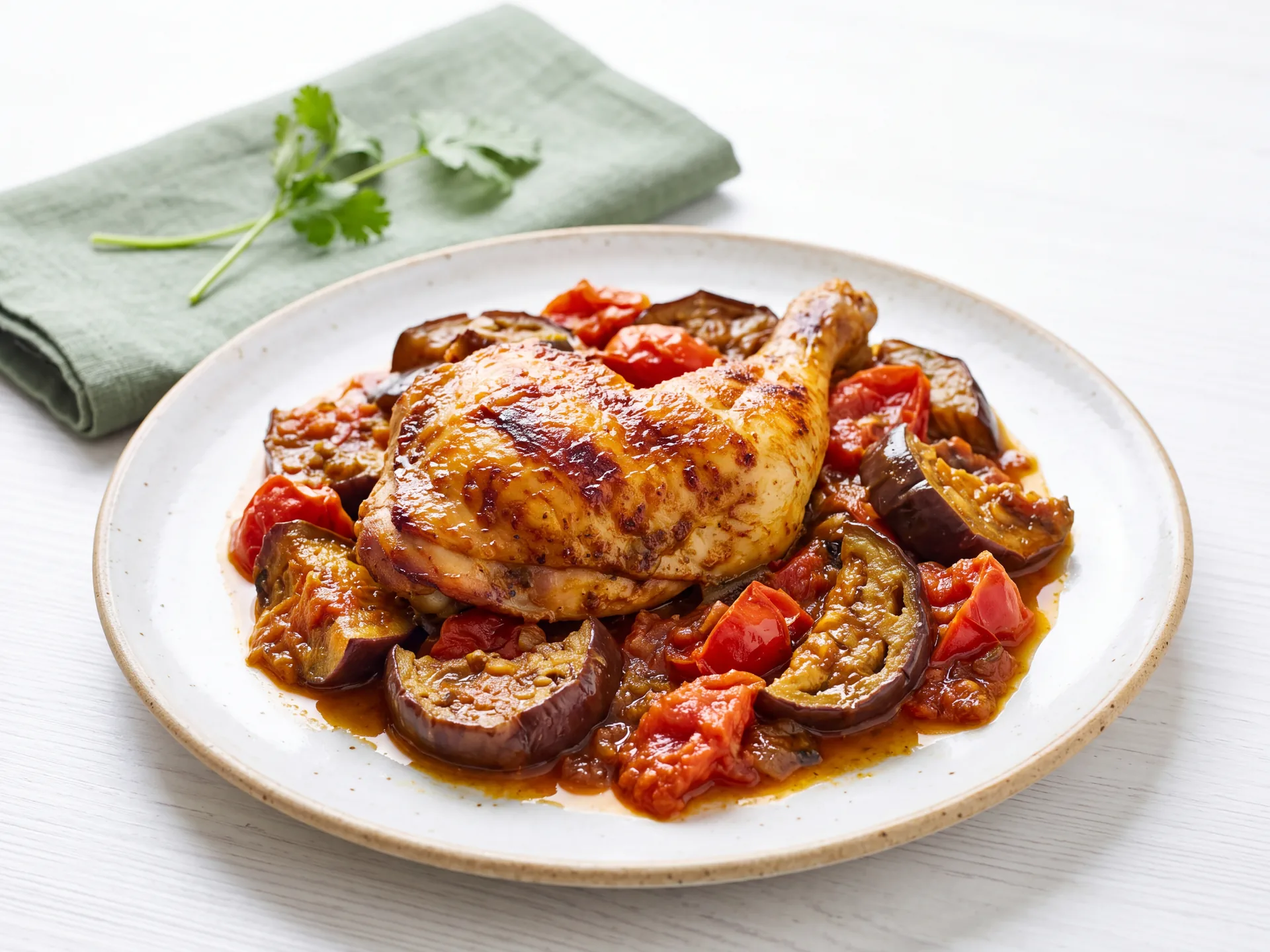 Chicken Thigh with Roasted Eggplant