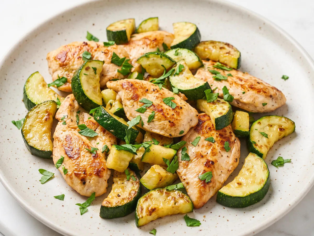 Pan-Fried Chicken with Zucchini and Garlic