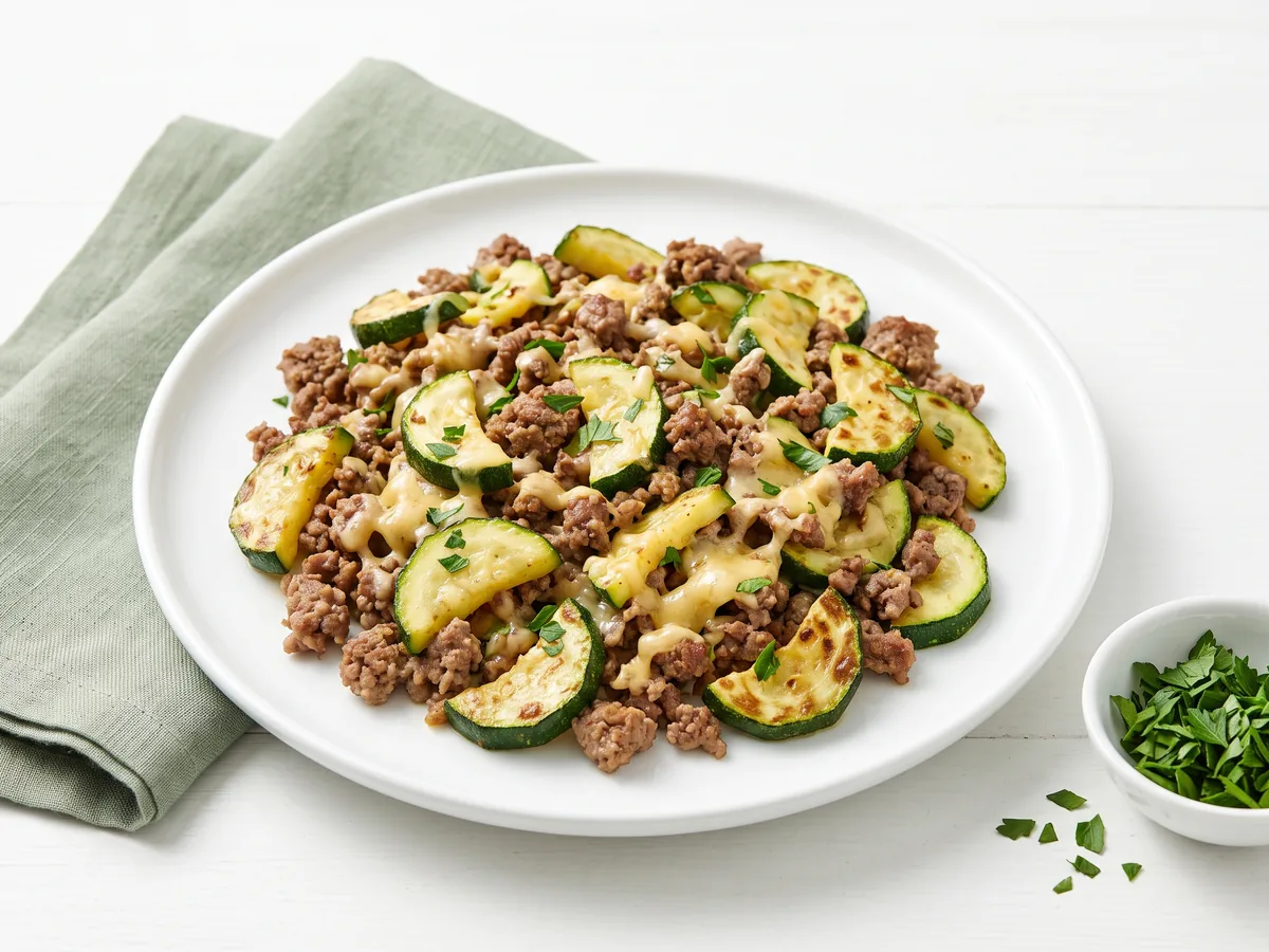 Zucchini, Beef and Gouda Gratin